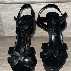Open toe leather heels